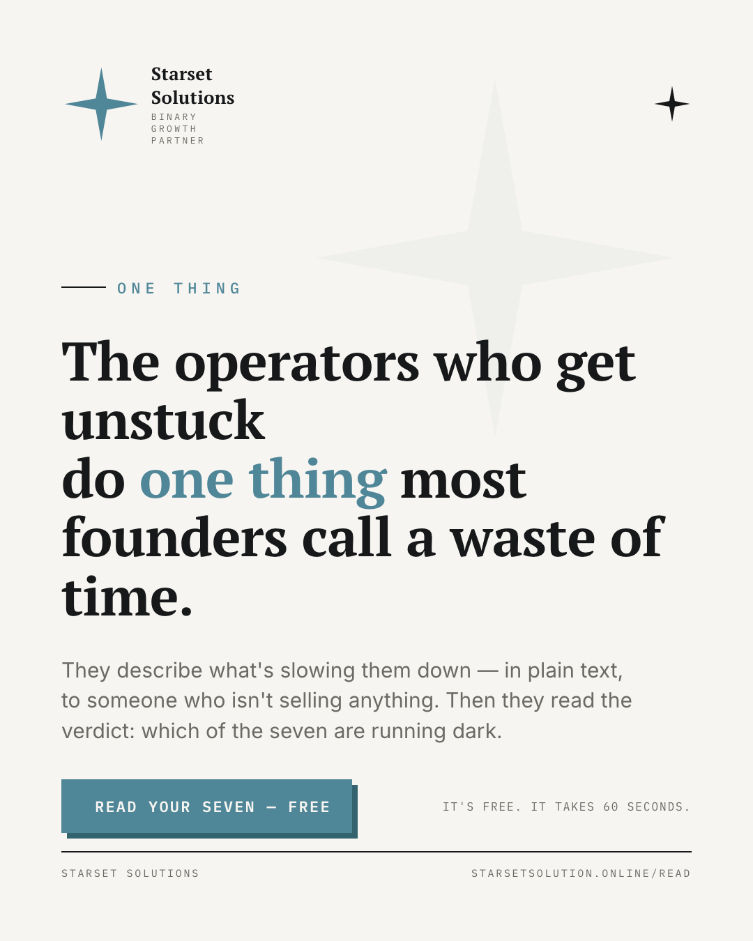 The operators who get unstuck do one thing most founders call a waste of time.